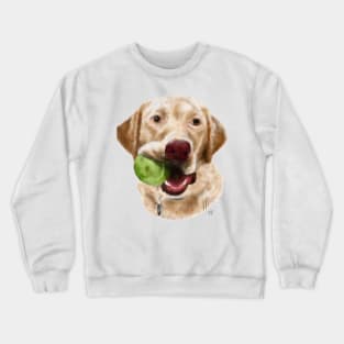 Yellow Lab With a Green Ball Crewneck Sweatshirt